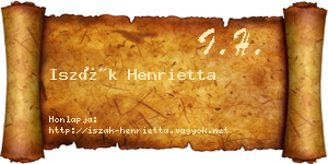 Iszák Henrietta névjegykártya